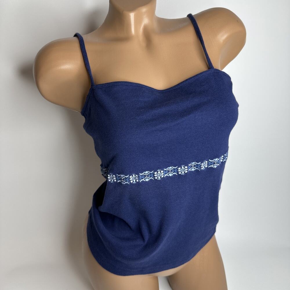 Vintage Y2K Abercrombie Blue Embroidered Cami Top M Fairycore Coquette Soft Girl